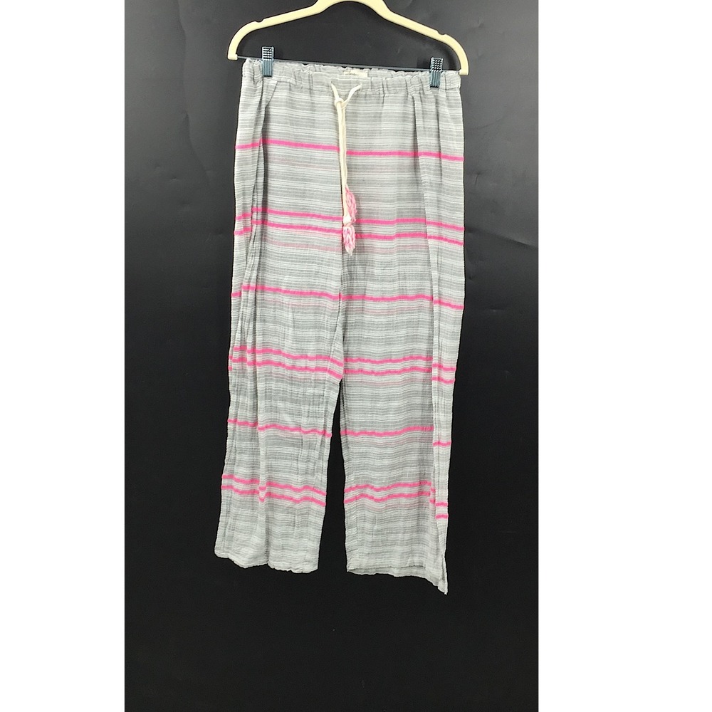 Lemlem‎ Gray pink Striped open leg flowy beach surf pool resort vacation Pants S